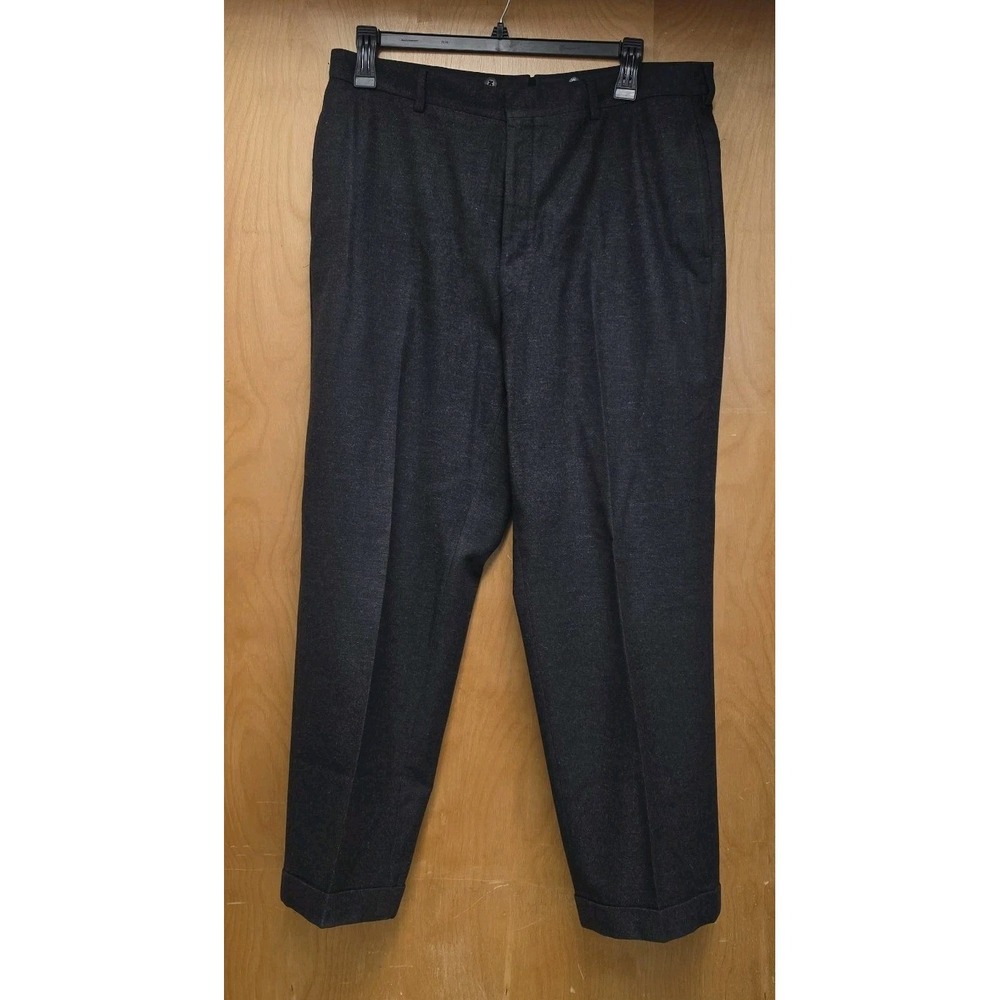 Polo Ralph Lauren Mens Black Pants Size 44 Actual 37.5 Dress Pant Pleated Cuffed